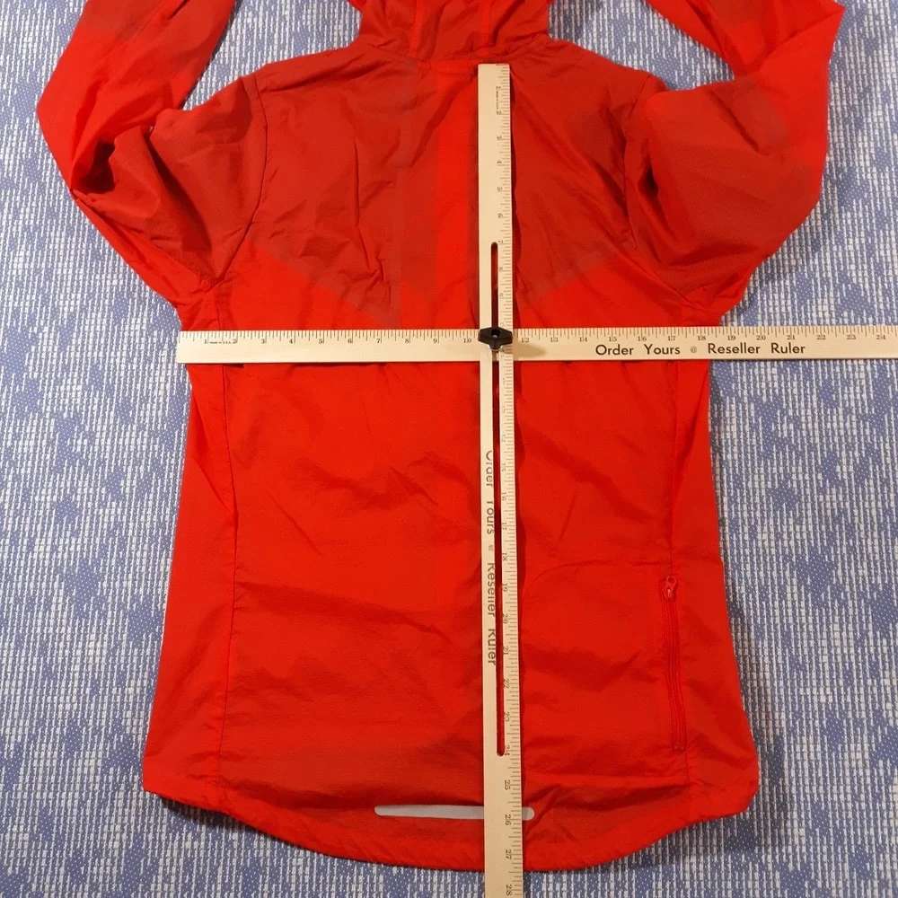 Nike Running Jacket Womens Small Full Zip Athletic Nylon Hooded Orange Jogger